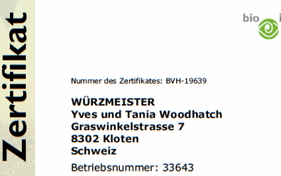 WÜRZMEISTER ist bio-zertifiziert