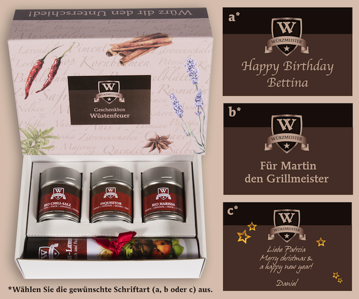 Bild personalisierte Geschenkebox mit verschiedenen Schriftarten die zur Auswahl stehen
